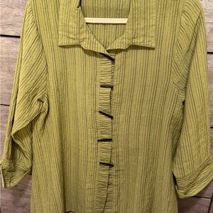 Habitat Chartreuse Striped Button Down Shirt